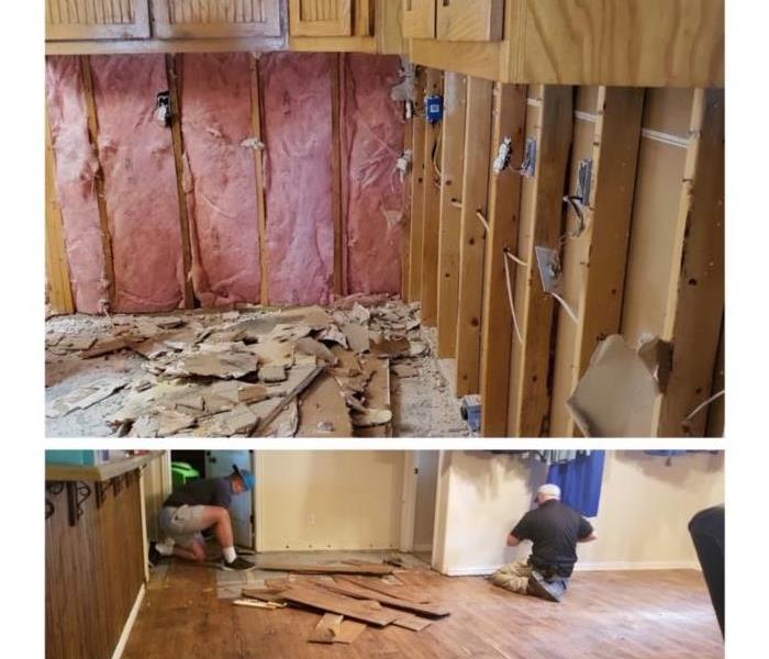 Dry wall and wood flooring removal. 
